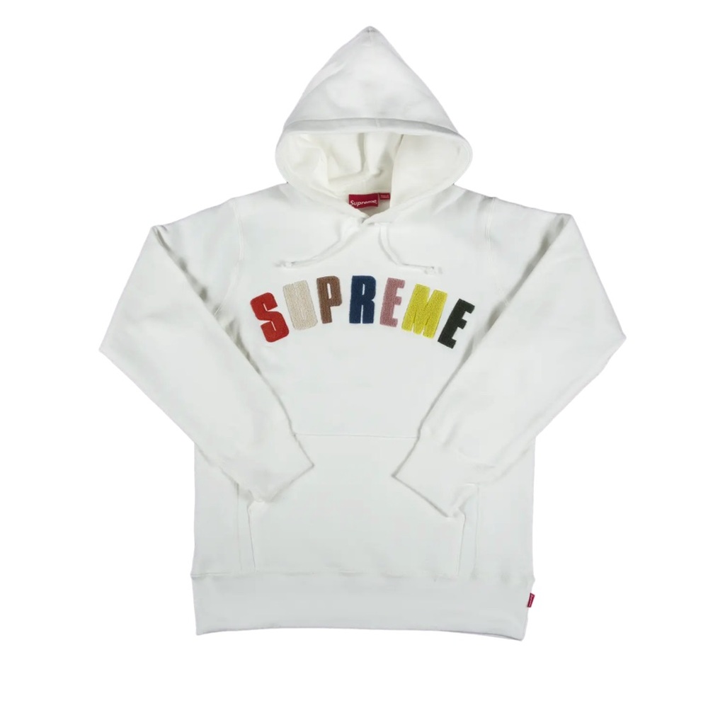 Supreme Chenille Arc Logo Hooded White